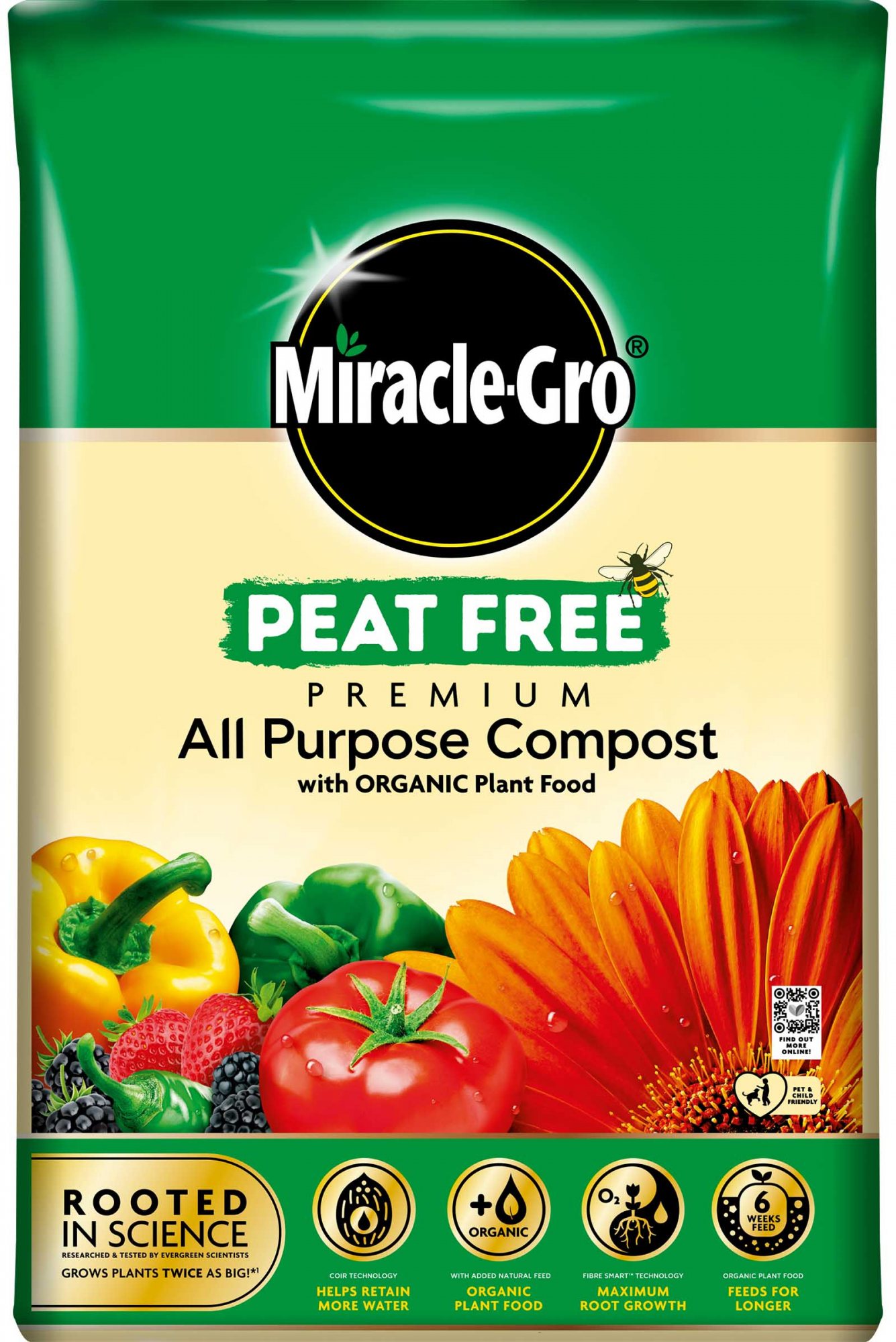 MiracleGro Peat Free Premium All Purpose Compost with Organic Plant