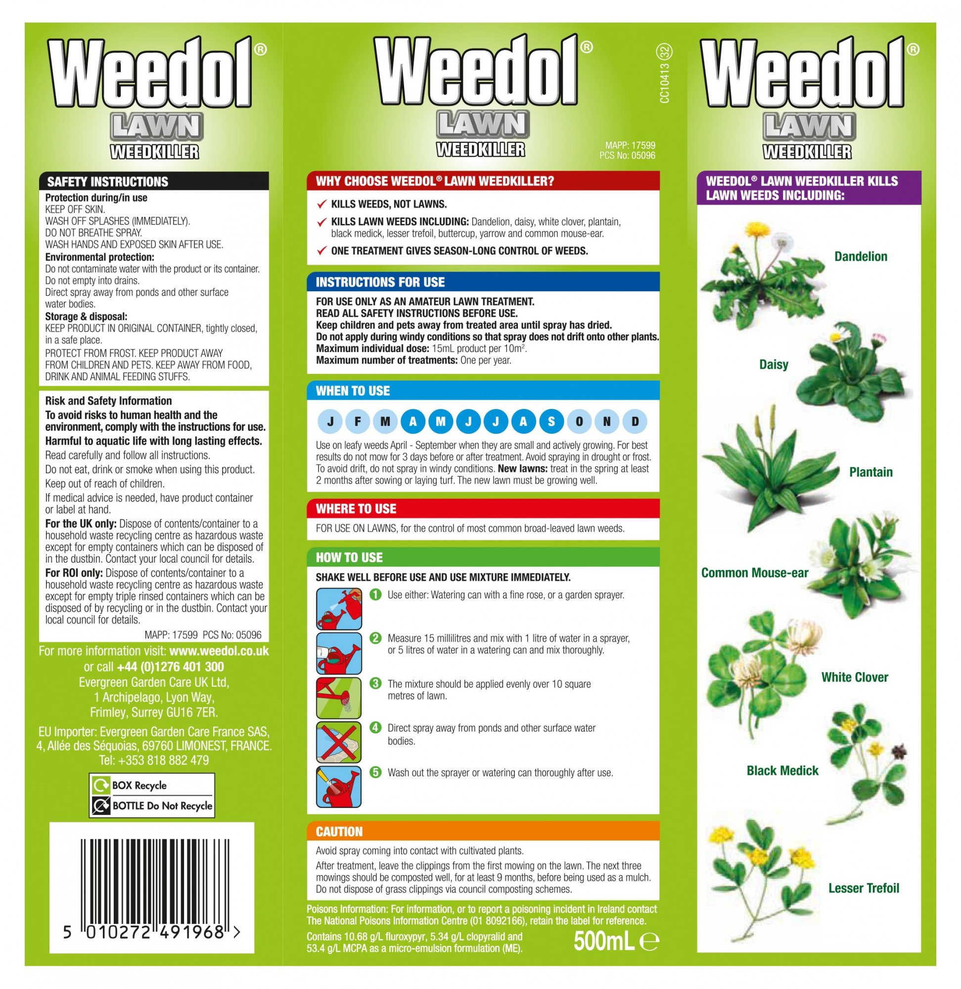 Weedol Lawn Weedkiller Liquid Concentrate Kelways Plants Ltd