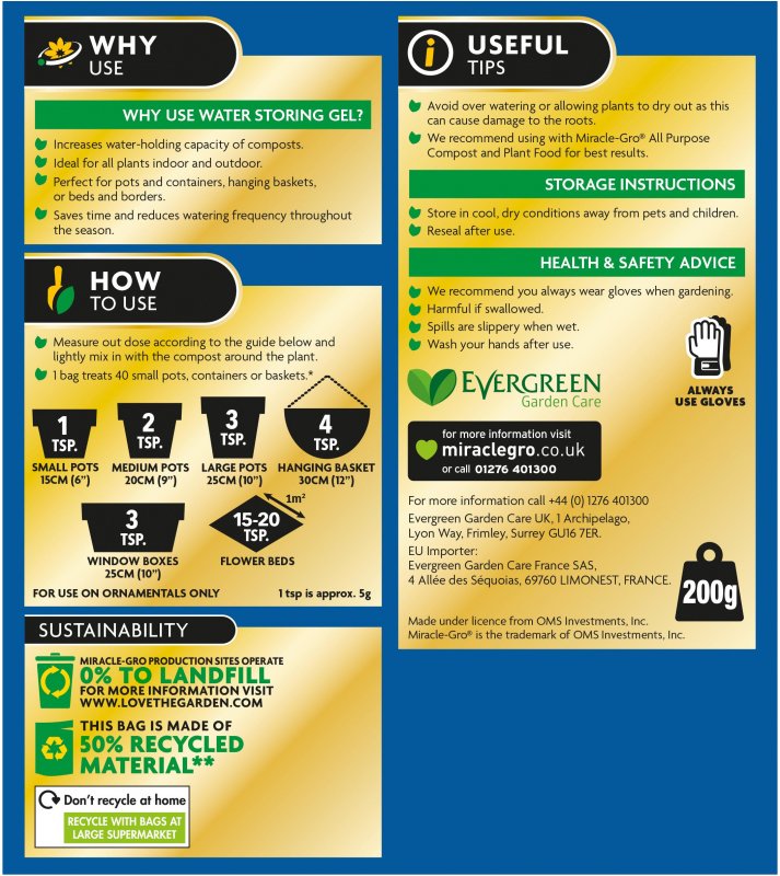 MiracleGro Moisture Control Water Storing Gel Kelways Plants Ltd