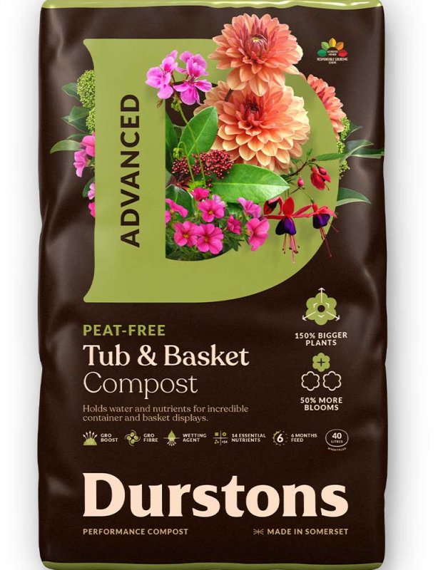 Durstons Advanced Peat Free Tub & Basket Compost 40L