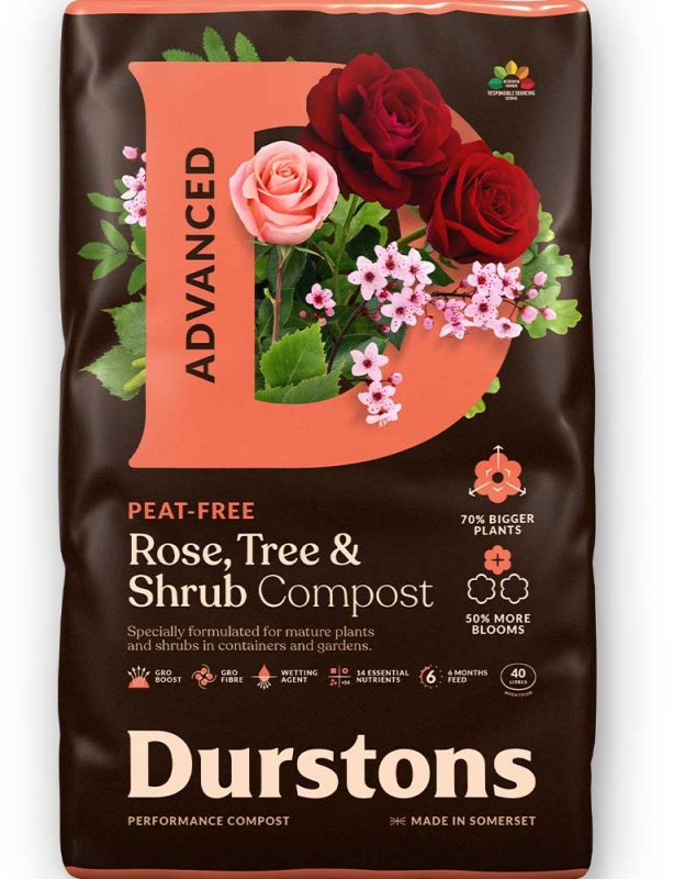 Durstons Advanced Peat Free Rose, Tree & Shrub Compost 40L